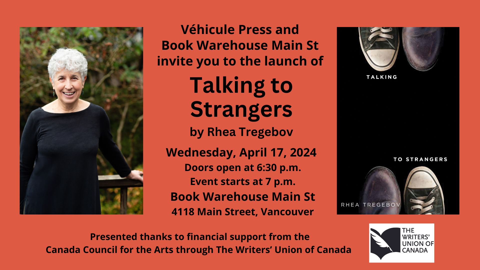 Promotional image for Vancouver launch of Talking to Strangers